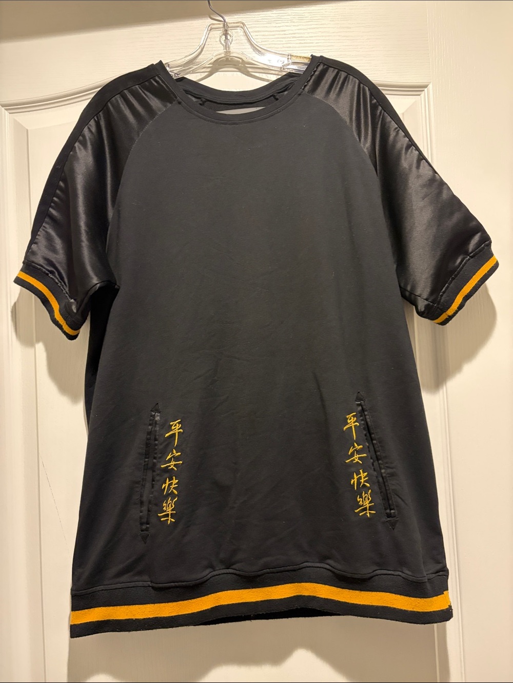 Black Pyramid Black Short-Sleeve Tee with Yellow Trim and Embroidered Detail